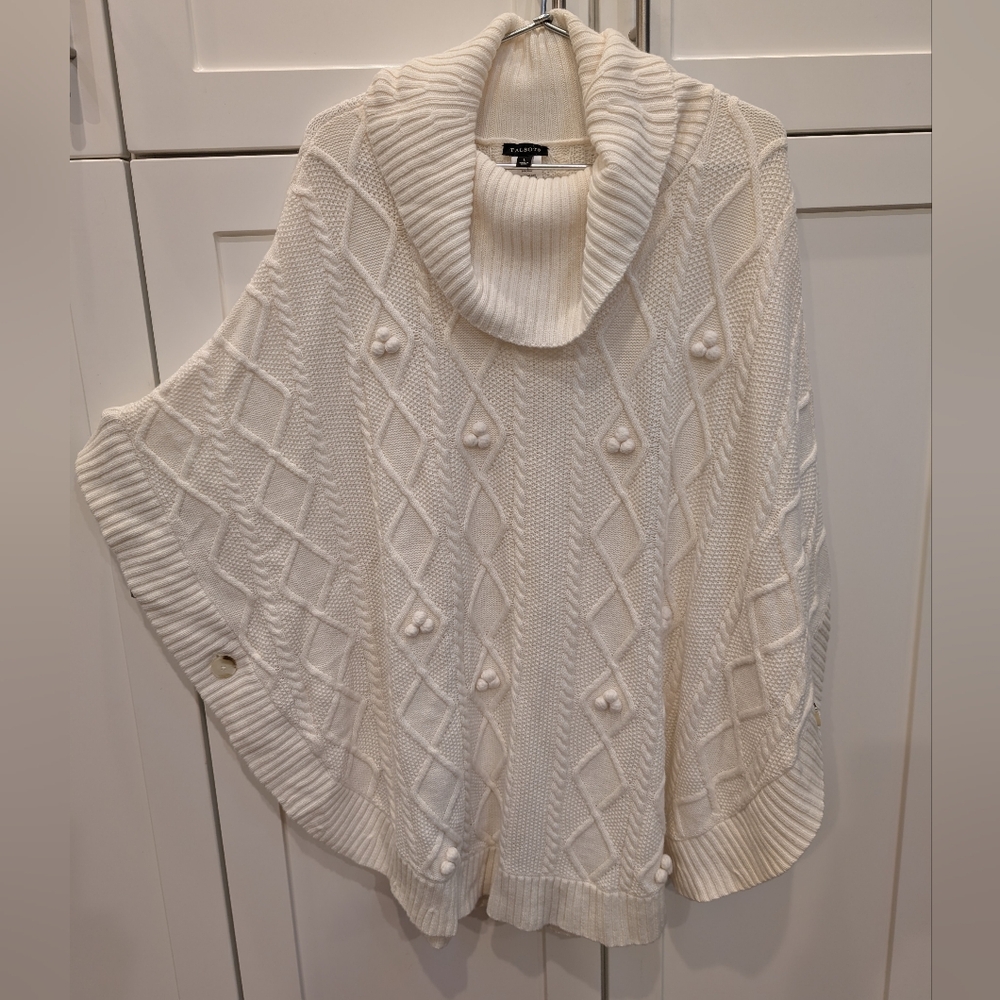 Talbots Aran-stitched Knit Poncho